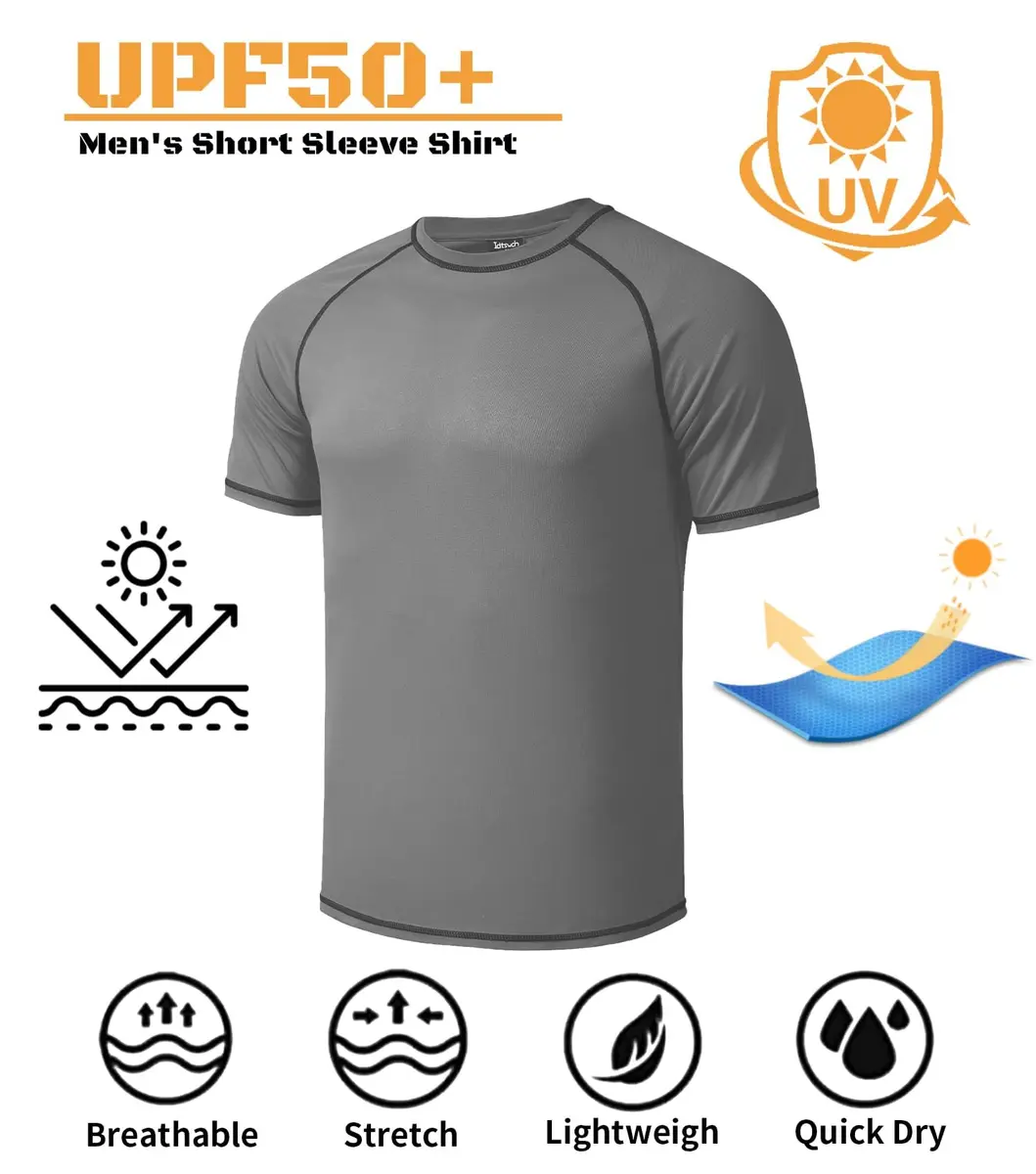 Idtswch Men's Big & Tall UPF 50+ Rash Guard Swim Shirt Gray 3XL (156 g) | Quick Dry Sun Protection - view 3