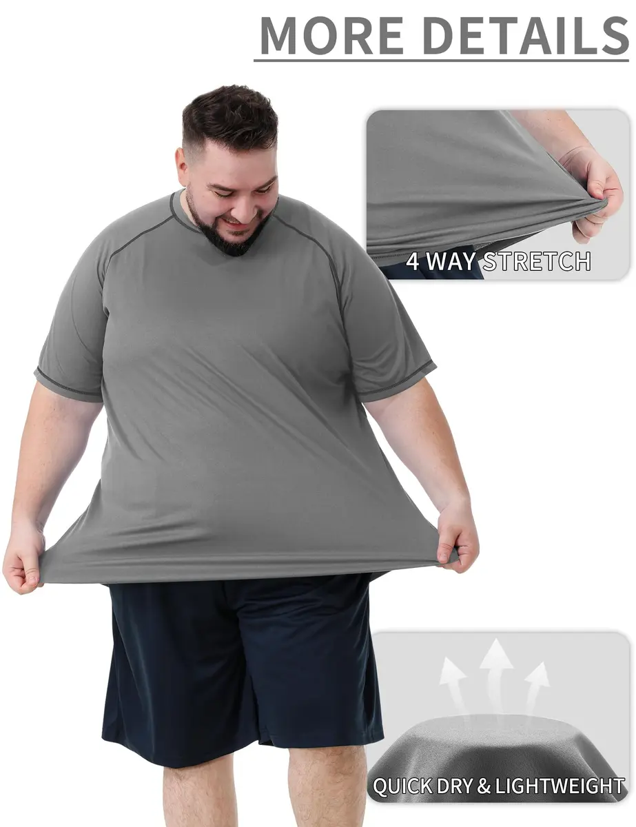 Idtswch Men's Big & Tall UPF 50+ Rash Guard Swim Shirt Gray 3XL (156 g) | Quick Dry Sun Protection - view 4
