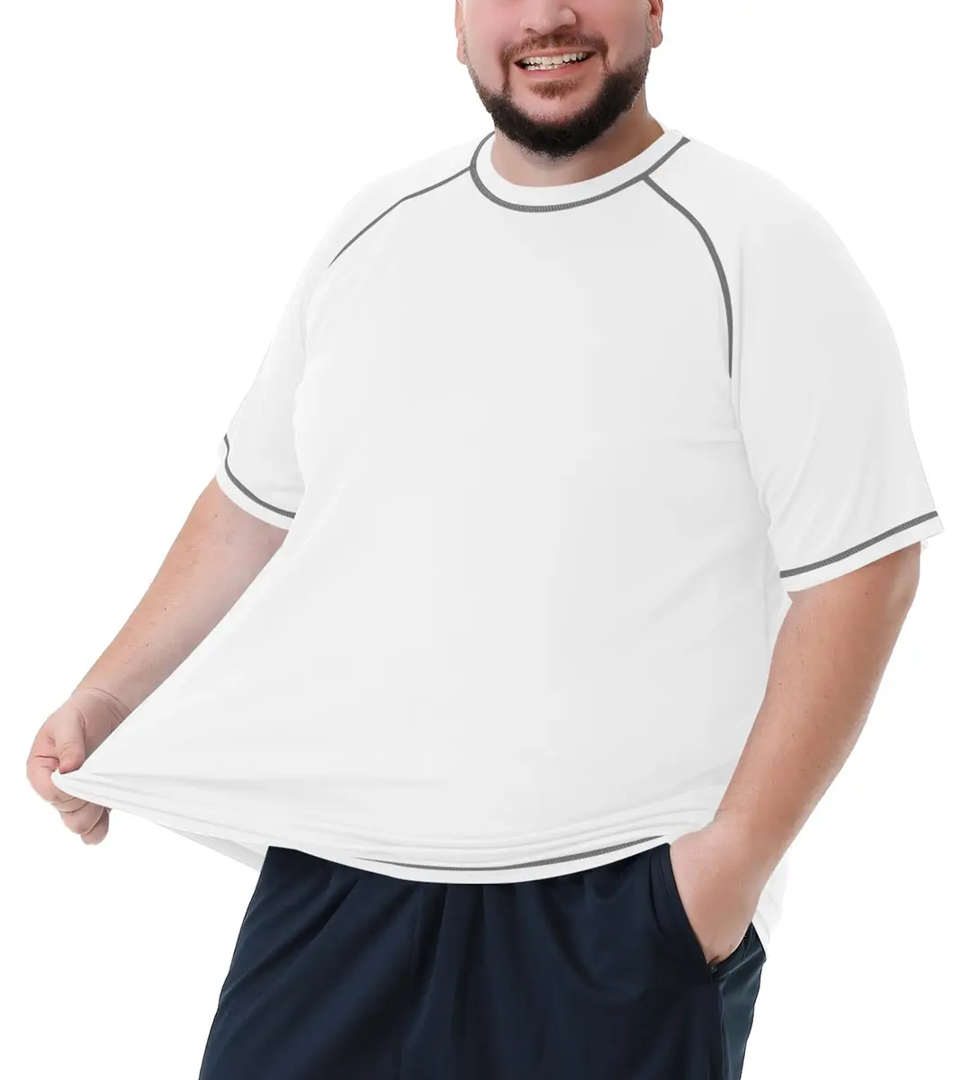 Idtswch Big & Tall Swim Shirt UPF 50+ Sun Protection Quick Dry White | Rash Guard for Men - main product image