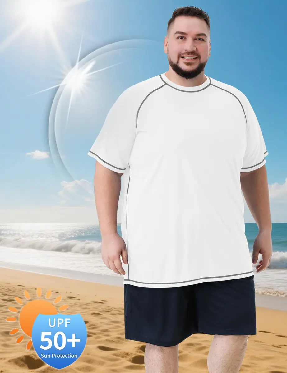 Idtswch Big & Tall Swim Shirt UPF 50+ Sun Protection Quick Dry White | Rash Guard for Men - view 5