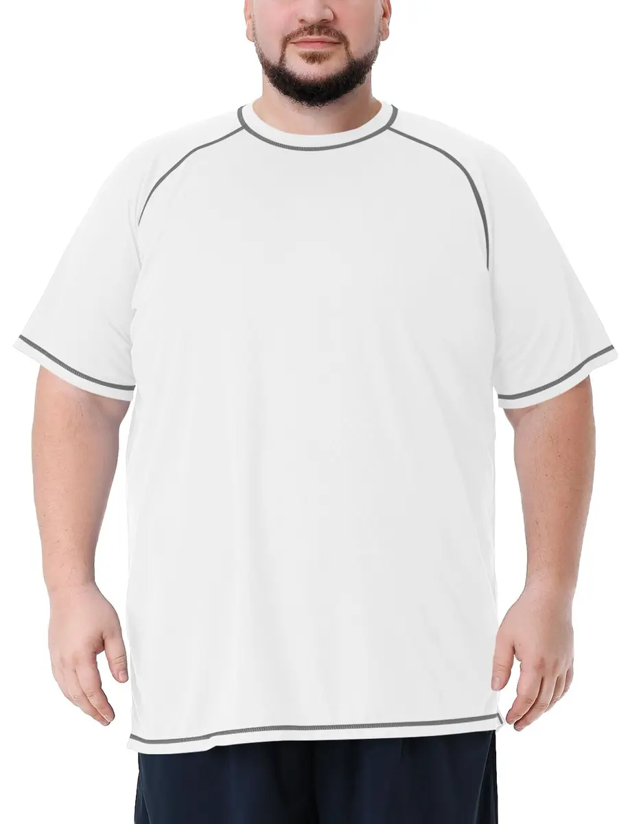 Idtswch Big & Tall Swim Shirt UPF 50+ Sun Protection Quick Dry White | Rash Guard for Men - view 2