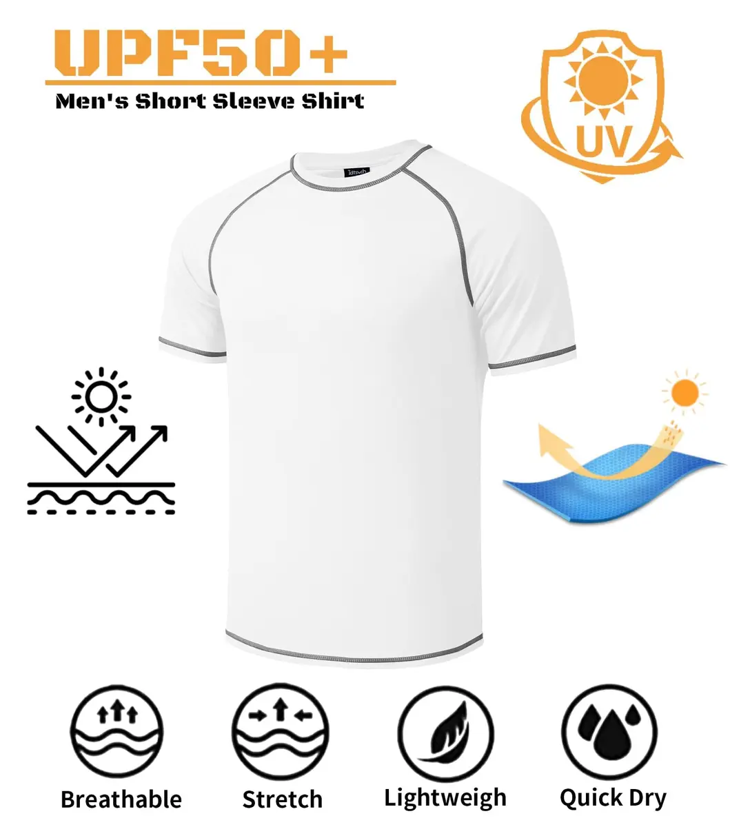Idtswch Big & Tall Swim Shirt UPF 50+ Sun Protection Quick Dry White | Rash Guard for Men - view 3