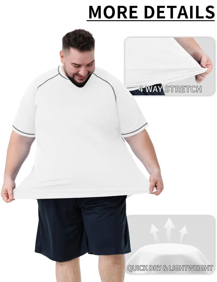 Idtswch Big & Tall Swim Shirt UPF 50+ Sun Protection Quick Dry White | Rash Guard for Men - view 4