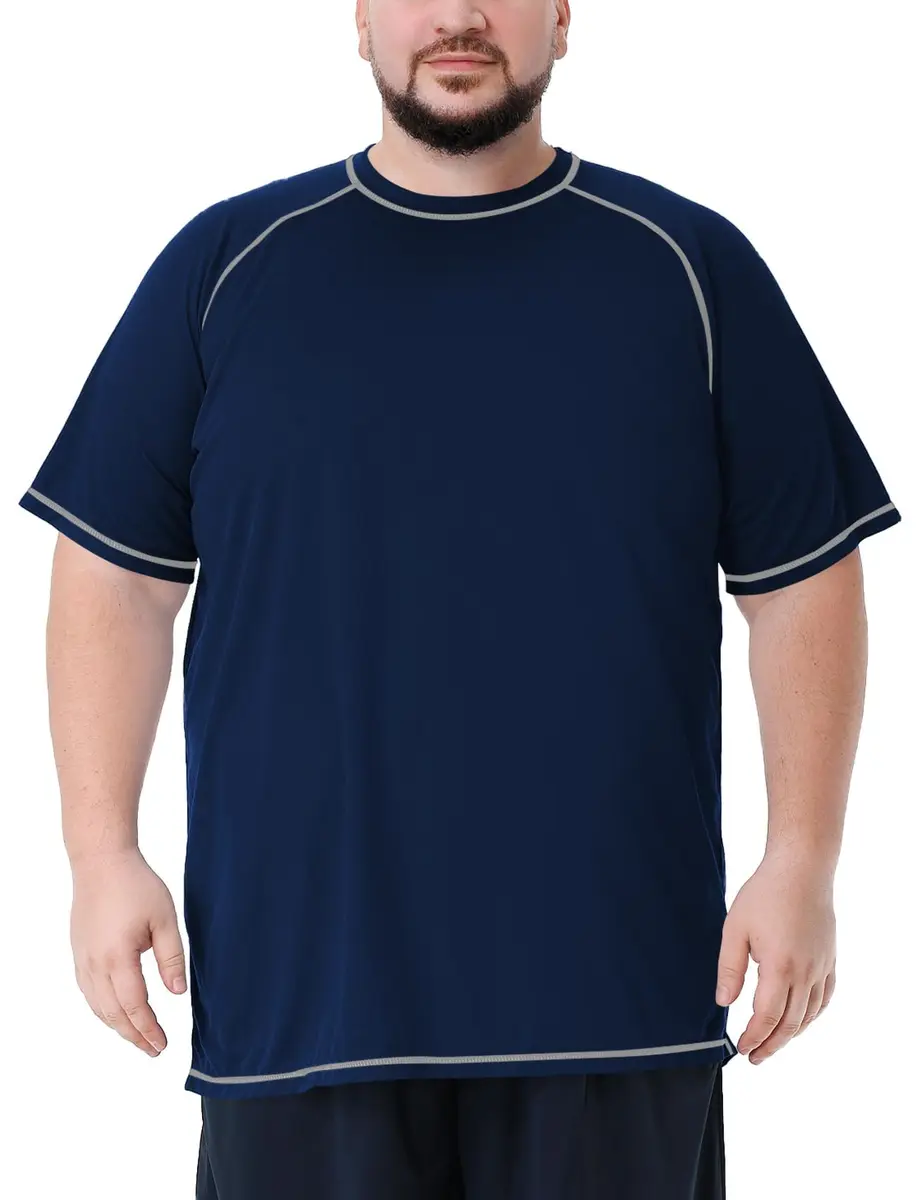 Idtswch Men's Big & Tall Rash Guard Swim Shirt UPF 50+ Sun Protection Quick Dry T-Shirt Navy 4X-Large Big Tall | Moisture-Wicking for Activewear - main product image