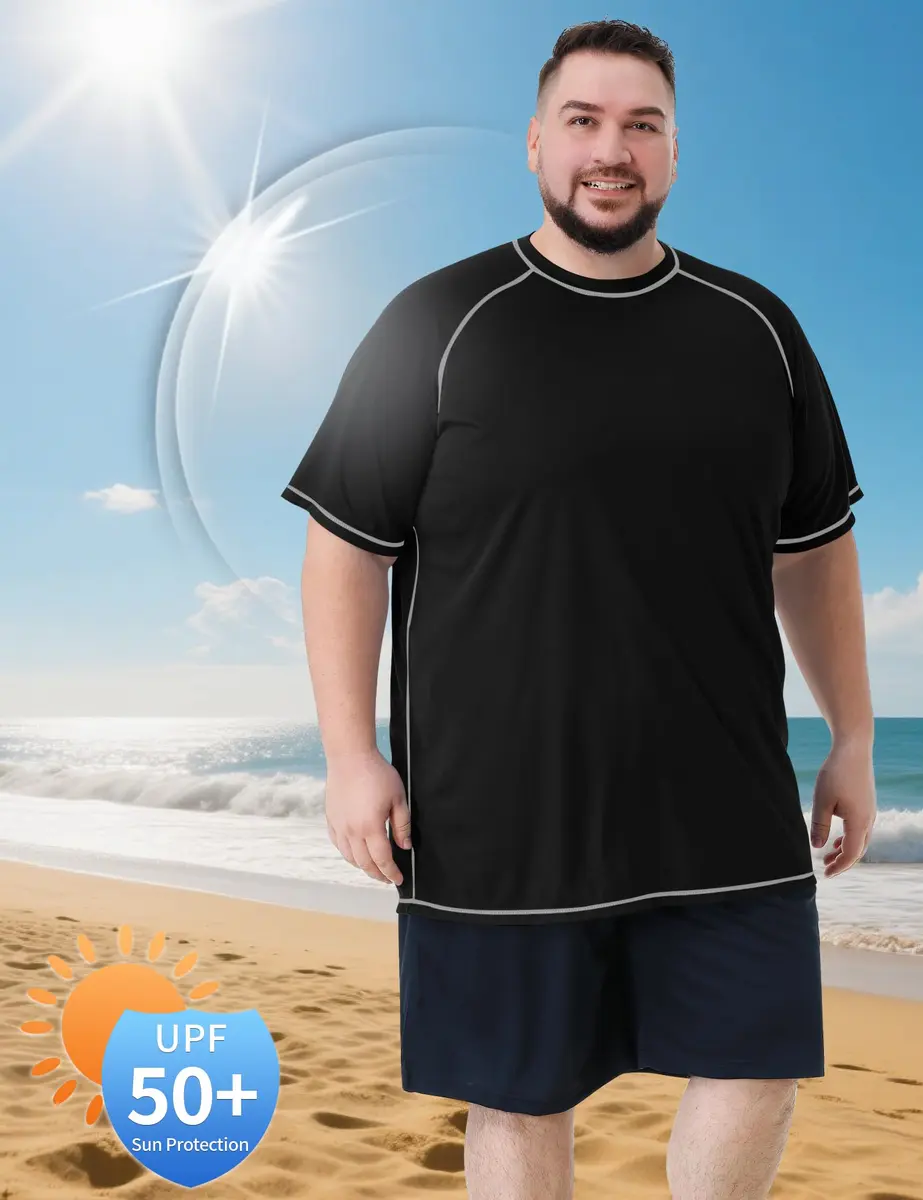 Idtswch Big & Tall Rash Guard Sun Protection UPF 50+ | Quick Dry Swim Shirt for Men (4X-Large Big Tall) - view 5