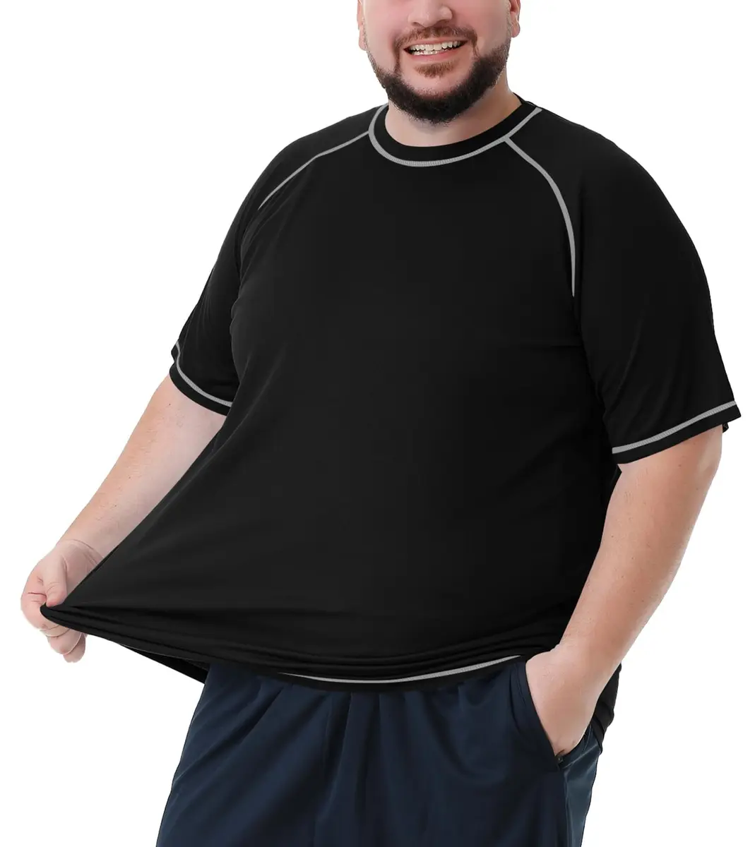 Idtswch Big & Tall Rash Guard Sun Protection UPF 50+ | Quick Dry Swim Shirt for Men (4X-Large Big Tall) - view 2