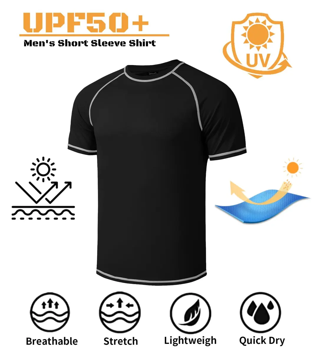 Idtswch Big & Tall Rash Guard Sun Protection UPF 50+ | Quick Dry Swim Shirt for Men (4X-Large Big Tall) - view 3