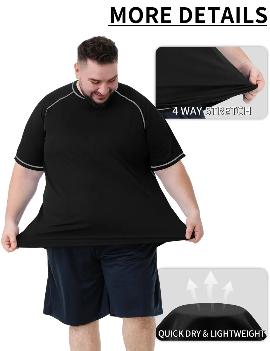 Idtswch Big & Tall Rash Guard Sun Protection UPF 50+ | Quick Dry Swim Shirt for Men (4X-Large Big Tall) - view 4