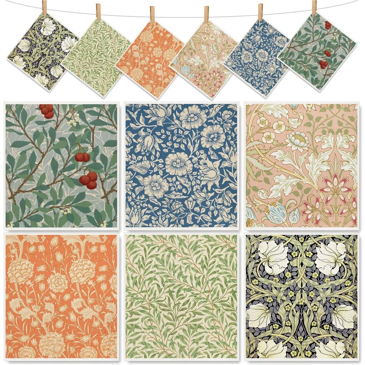 Whaline Vintage Floral Swedish Kitchen Dishcloth, 6 Pcs | Absorbent Cotton, Retro Design for Daily Use - main product image