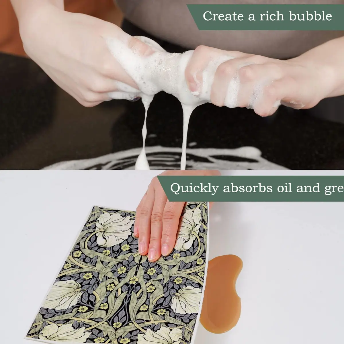 Whaline Vintage Floral Swedish Kitchen Dishcloth, 6 Pcs | Absorbent Cotton, Retro Design for Daily Use - view 6