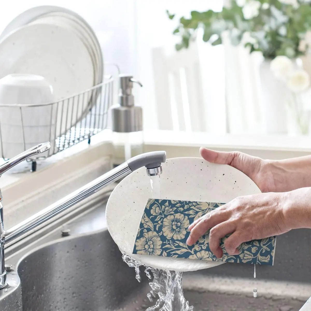 Whaline Vintage Floral Swedish Kitchen Dishcloth, 6 Pcs | Absorbent Cotton, Retro Design for Daily Use - view 7