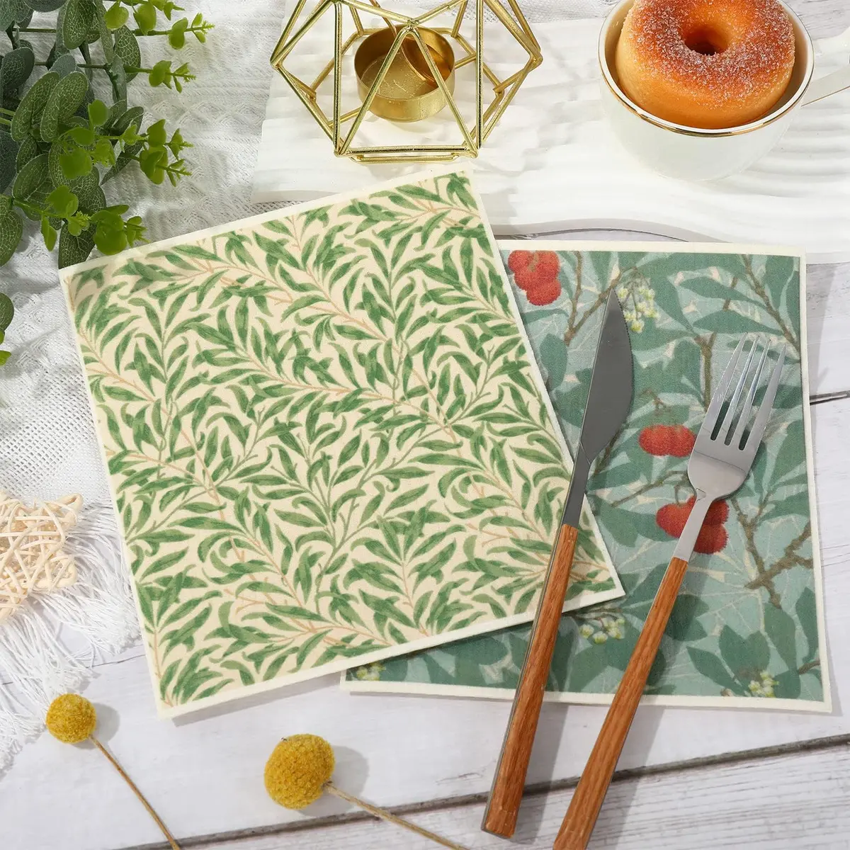 Whaline Vintage Floral Swedish Kitchen Dishcloth, 6 Pcs | Absorbent Cotton, Retro Design for Daily Use - view 4