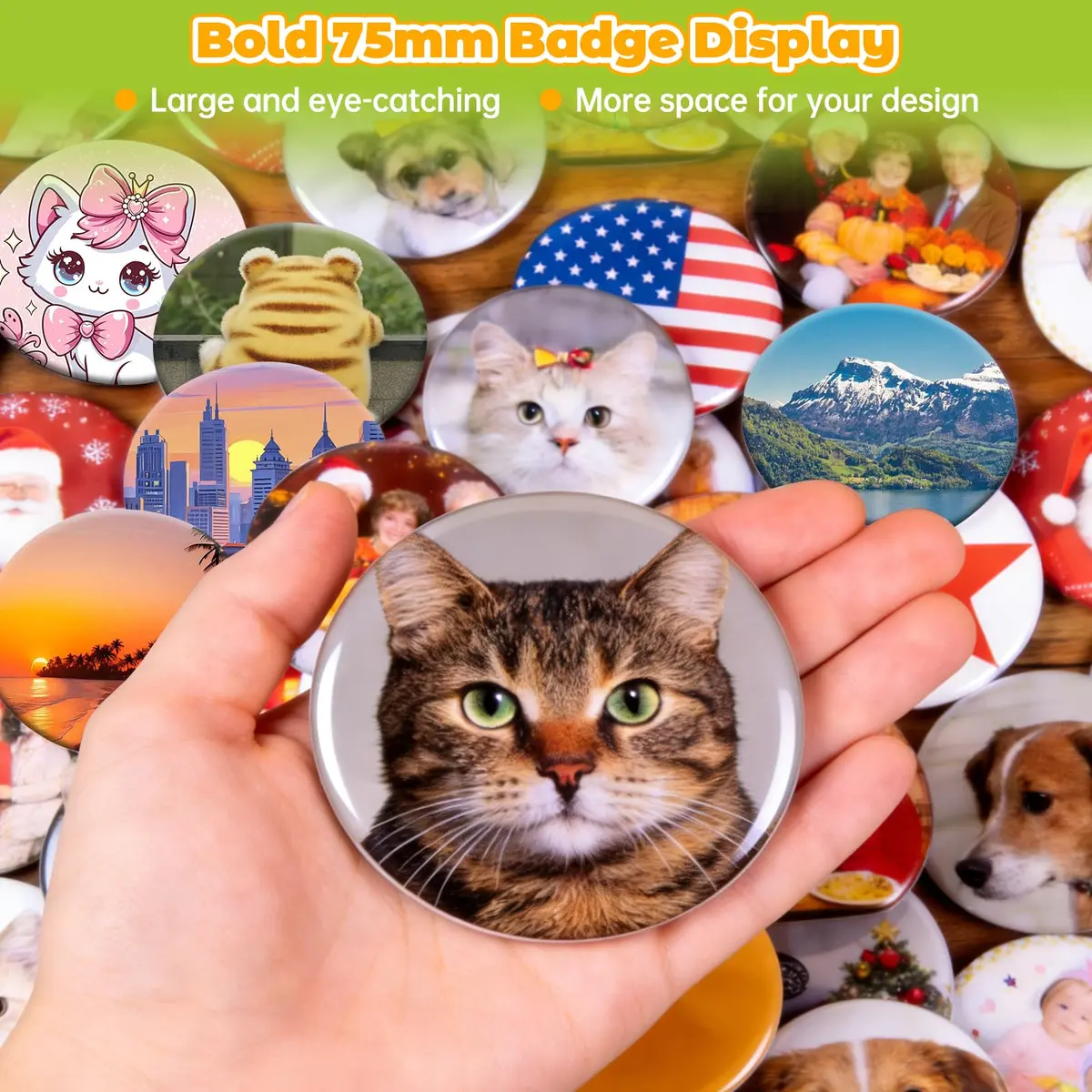 MK.Bear Button Maker Machine 75mm | DIY Button Badge Press with Supplies - view 6
