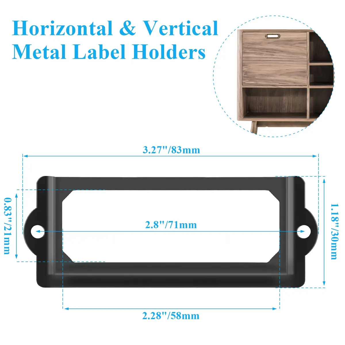 suiwotin Metal Label Holder, 83mm x 30mm | Rustproof, Corrosion Resistant, File Drawer Label Frames - view 2