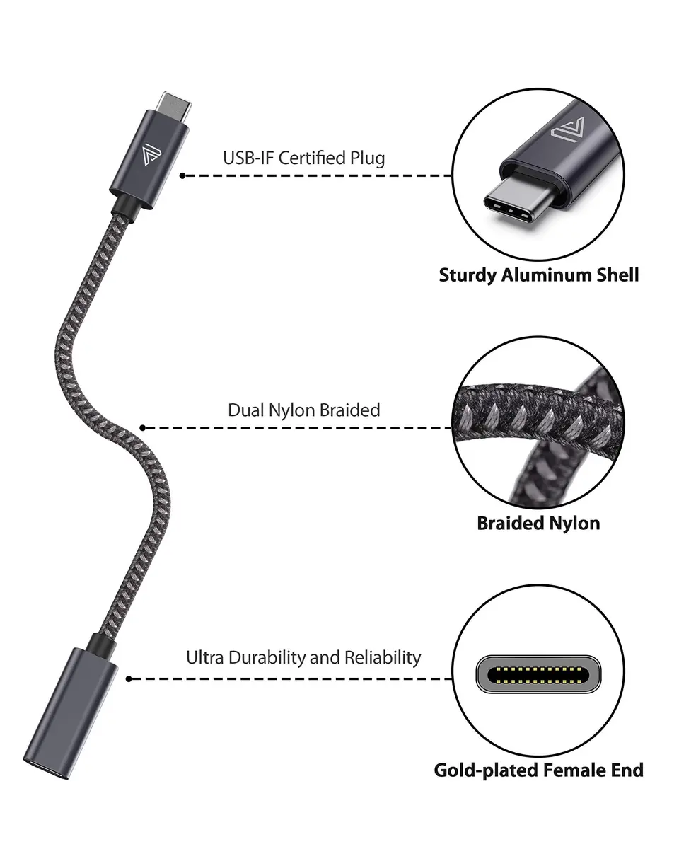 Faracent USB C Extension Cable (20Gbps/240W/4.3FT/1.3M) | High-Speed Data & Fast Charging - view 2