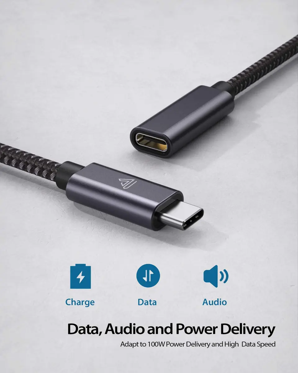 Faracent USB C Extension Cable (20Gbps/240W/4.3FT/1.3M) | High-Speed Data & Fast Charging - view 3