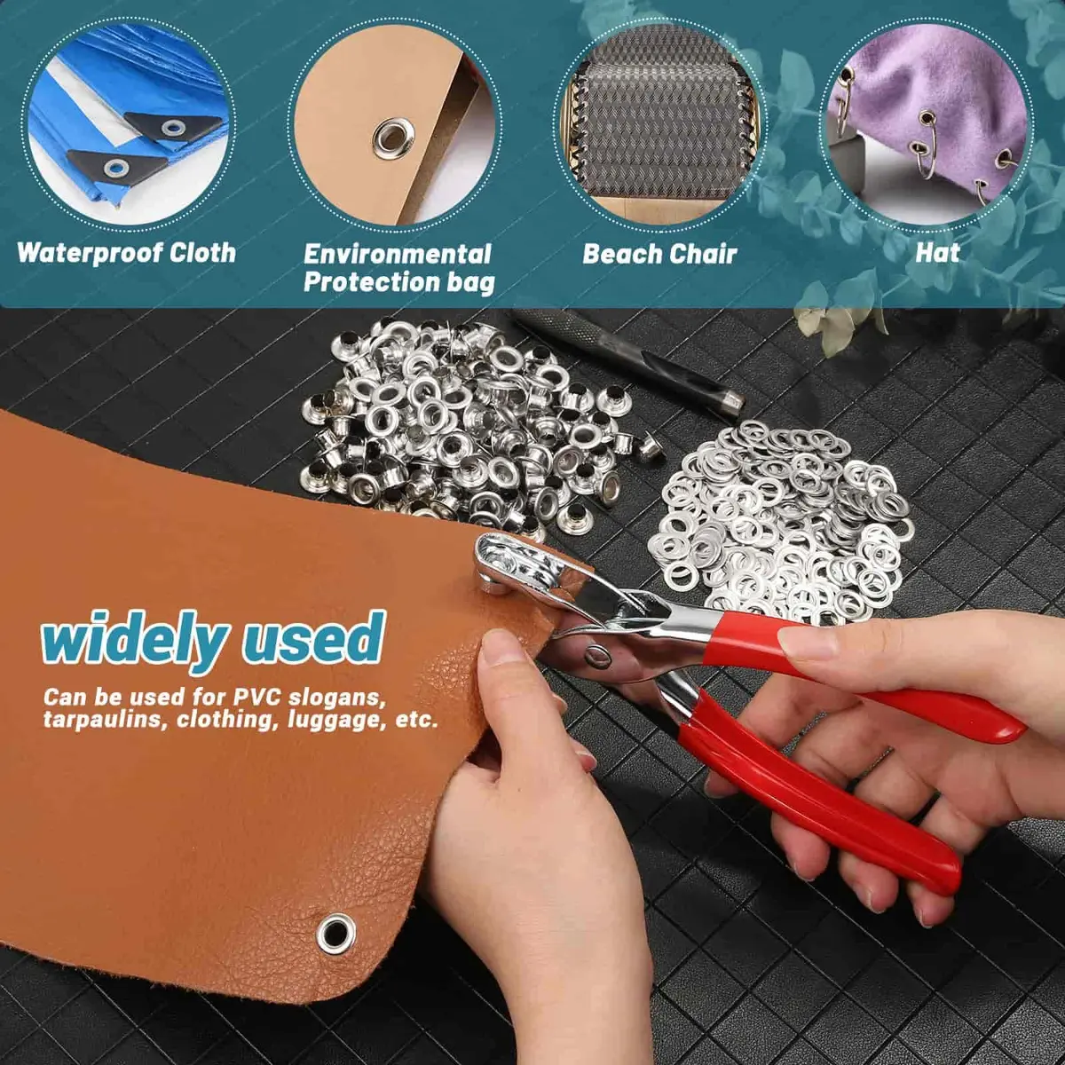 PAXCOO Grommet Tool Kit 6mm 1/4 Inch | Light-Duty Eyelet Kit for Leather & Crafts - view 7