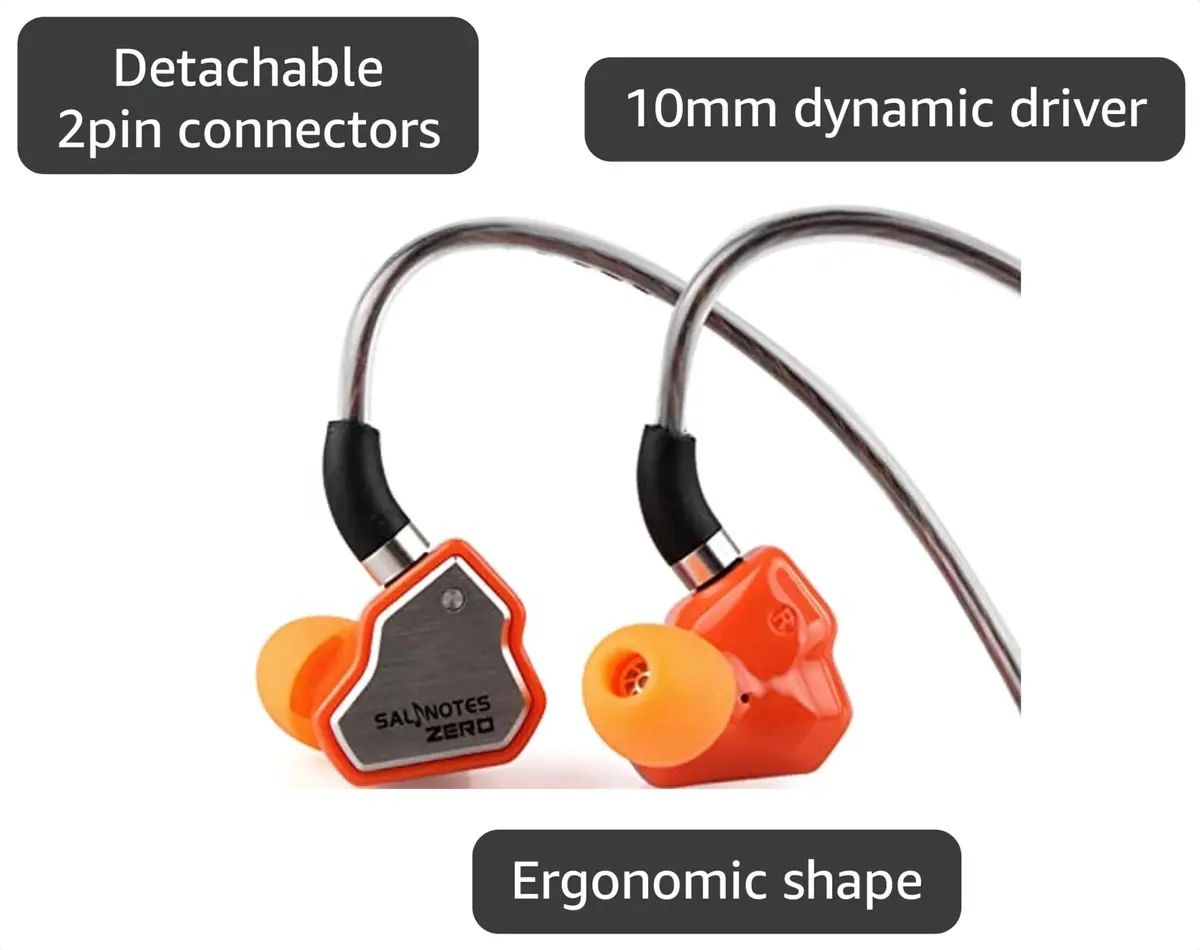 Linsoul 7Hz Salnotes Zero In-Ear Earphone 10mm Dynamic Driver | HiFi Sound, Detachable Cable, Orange - view 3
