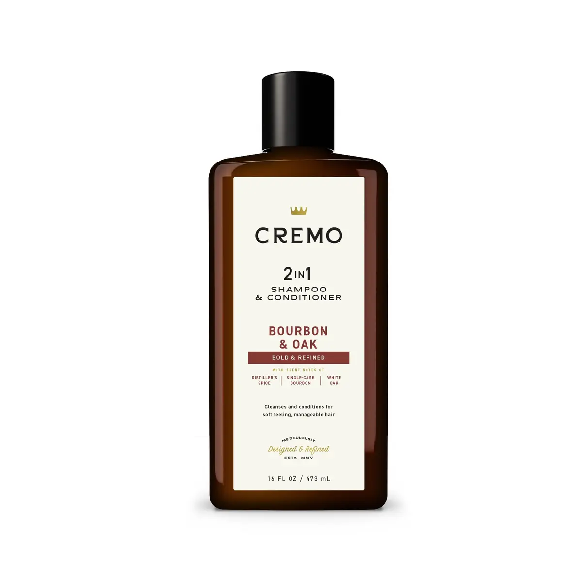 Cremo 2-in-1 Shampoo & Conditioner, Bourbon & Oak, 473ml (16 Fl Oz) | For All Hair Types - main product image