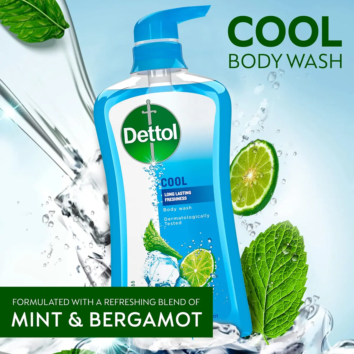 Dettol Cool Body Wash and Shower Gel 16.90 Fl Oz | Refreshing Mint & Bergamot for Active Skin - view 3