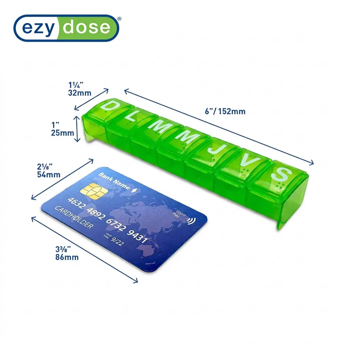 EZY DOSE Weekly Pill Organizer Large Spanish Compartments | 7-Day Medication Planner - view 2