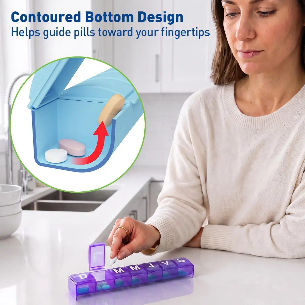 EZY DOSE Weekly Pill Organizer Large Spanish Compartments | 7-Day Medication Planner - view 4