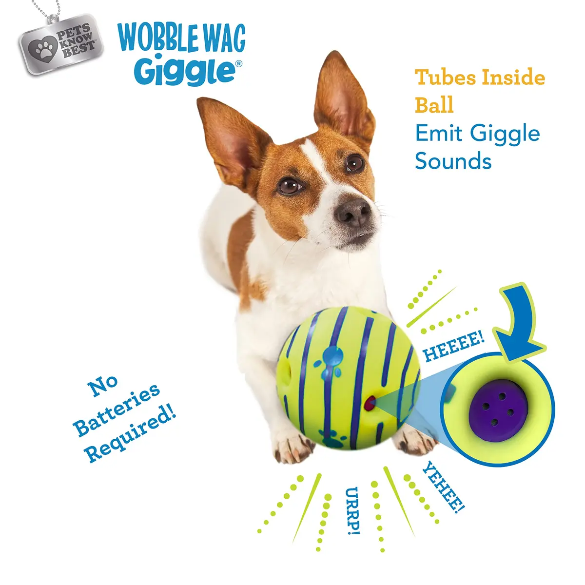 Wobble Wag Giggle Ball 2 Pack | Interactive Dog Toy with Giggle Sounds, Glow & Non-Toxic Vinyl (5.5") - view 3
