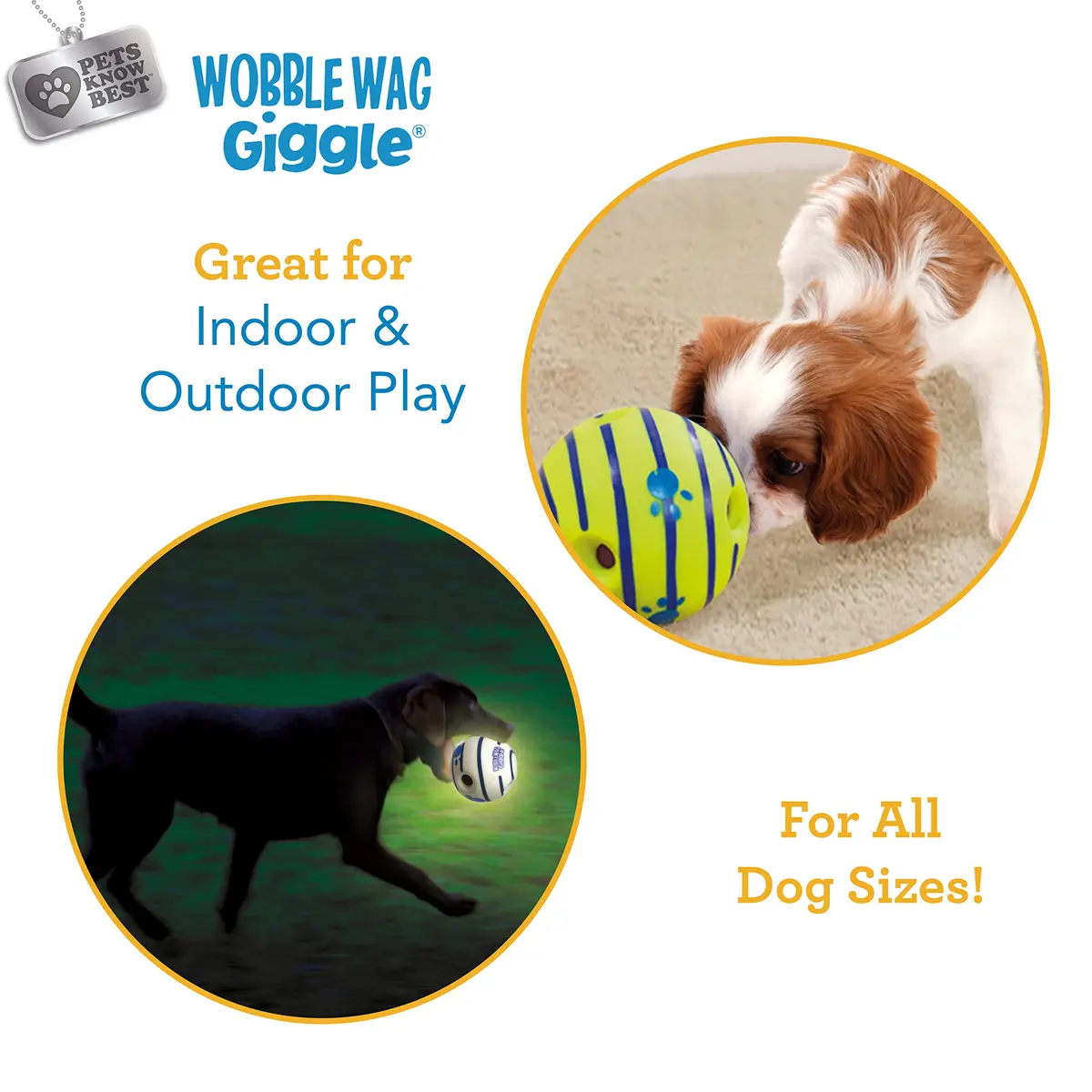 Wobble Wag Giggle Ball 2 Pack | Interactive Dog Toy with Giggle Sounds, Glow & Non-Toxic Vinyl (5.5") - view 4