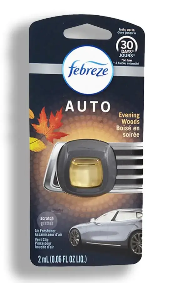 Febreze Car Vent Clip Air Freshener - Evening Woods Scent, 0.07 Fl Oz (Pack of 2) - main product image