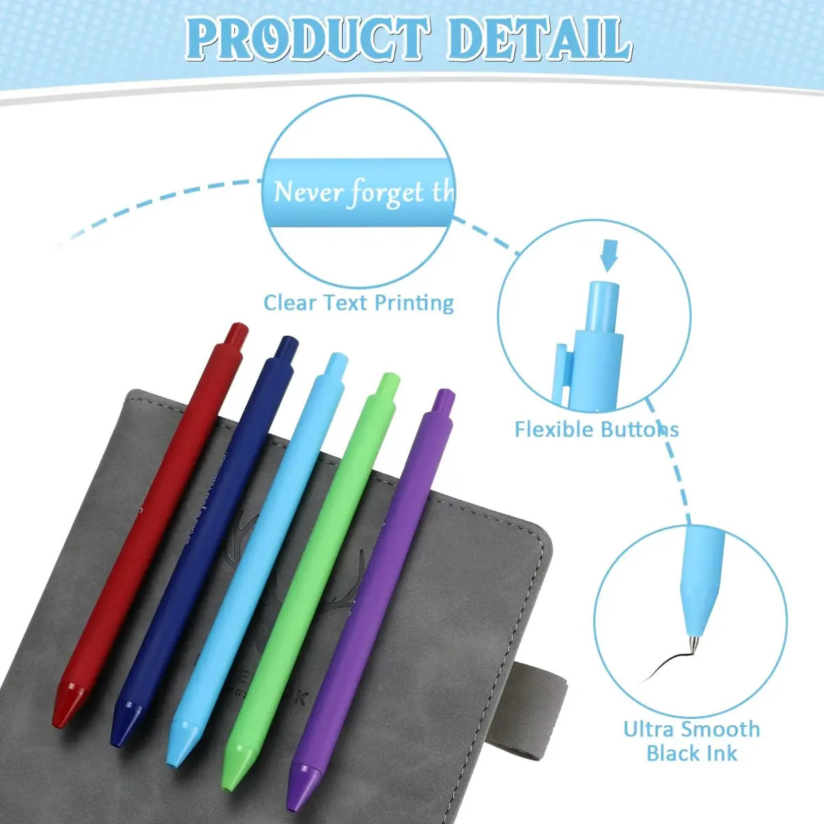 Teling 100 Pcs Inspirational Pens Bulk, Classic Colors, Classic Style | Smooth Writing, Bulk Pack - view 3