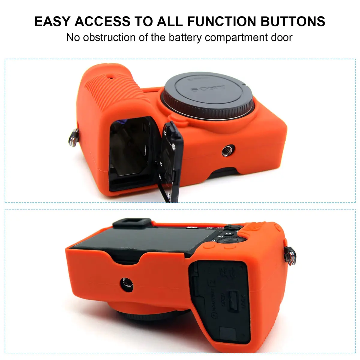 Easy Hood Camera Case for Sony A6600 ILCE-6600 in Orange | Silicone Protective Cover - view 5