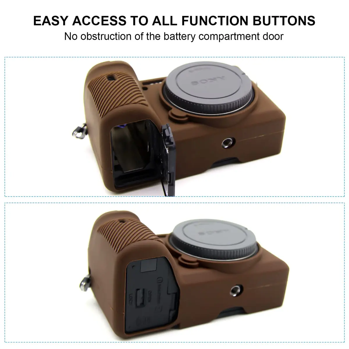 Easy Hood Camera Case for Sony A6600 ILCE-6600 | Silicone Protective Cover in Brown - view 5