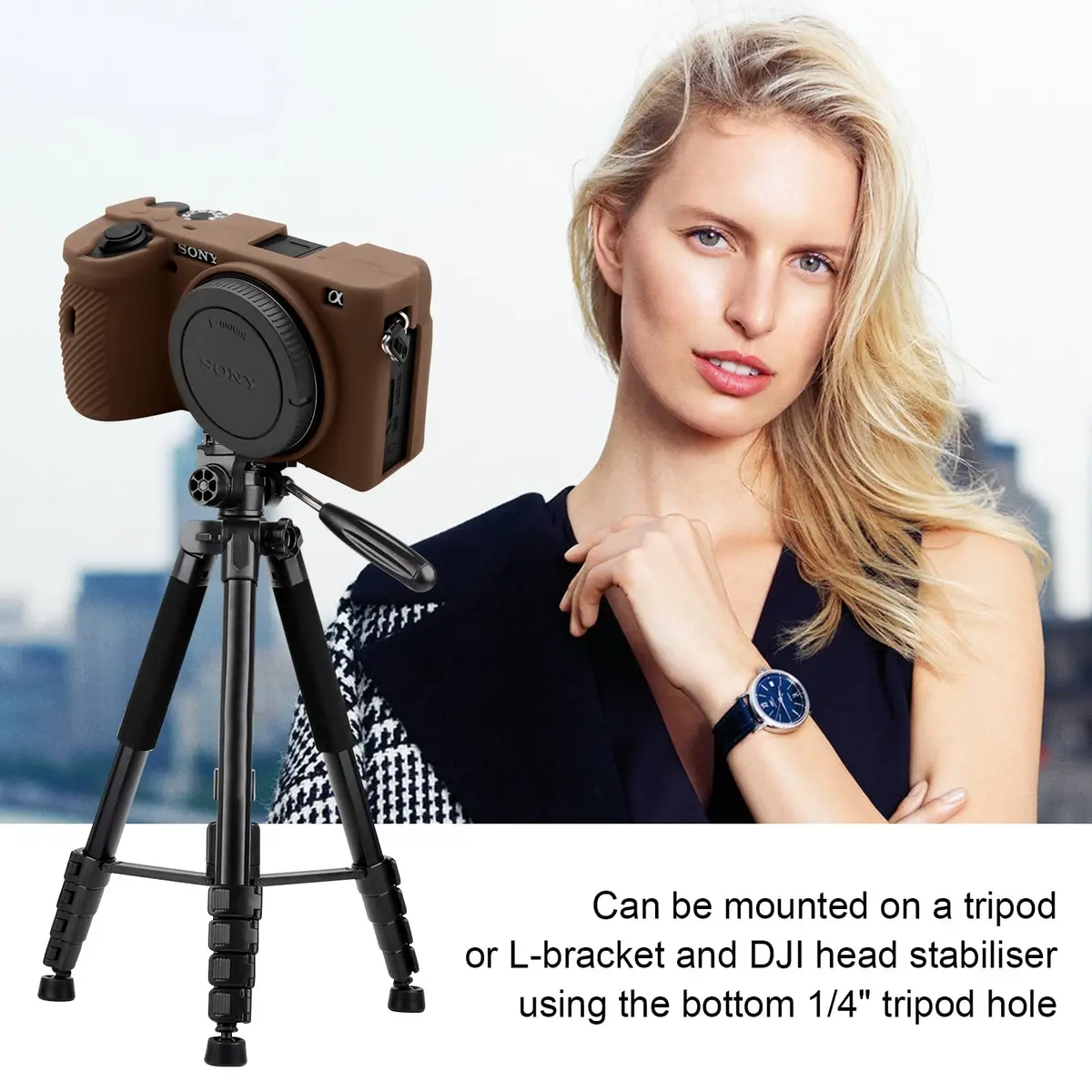 Easy Hood Camera Case for Sony A6600 ILCE-6600 | Silicone Protective Cover in Brown - view 6