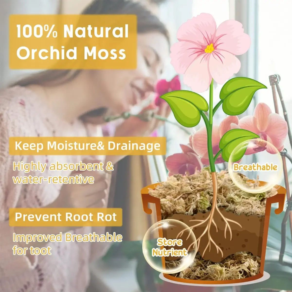 Legigo Natural Sphagnum Moss for Plants — 60 QT (1.49 kg) | Premium Long Fibers for Orchids, Succulents, Carnivorous Plants - view 3