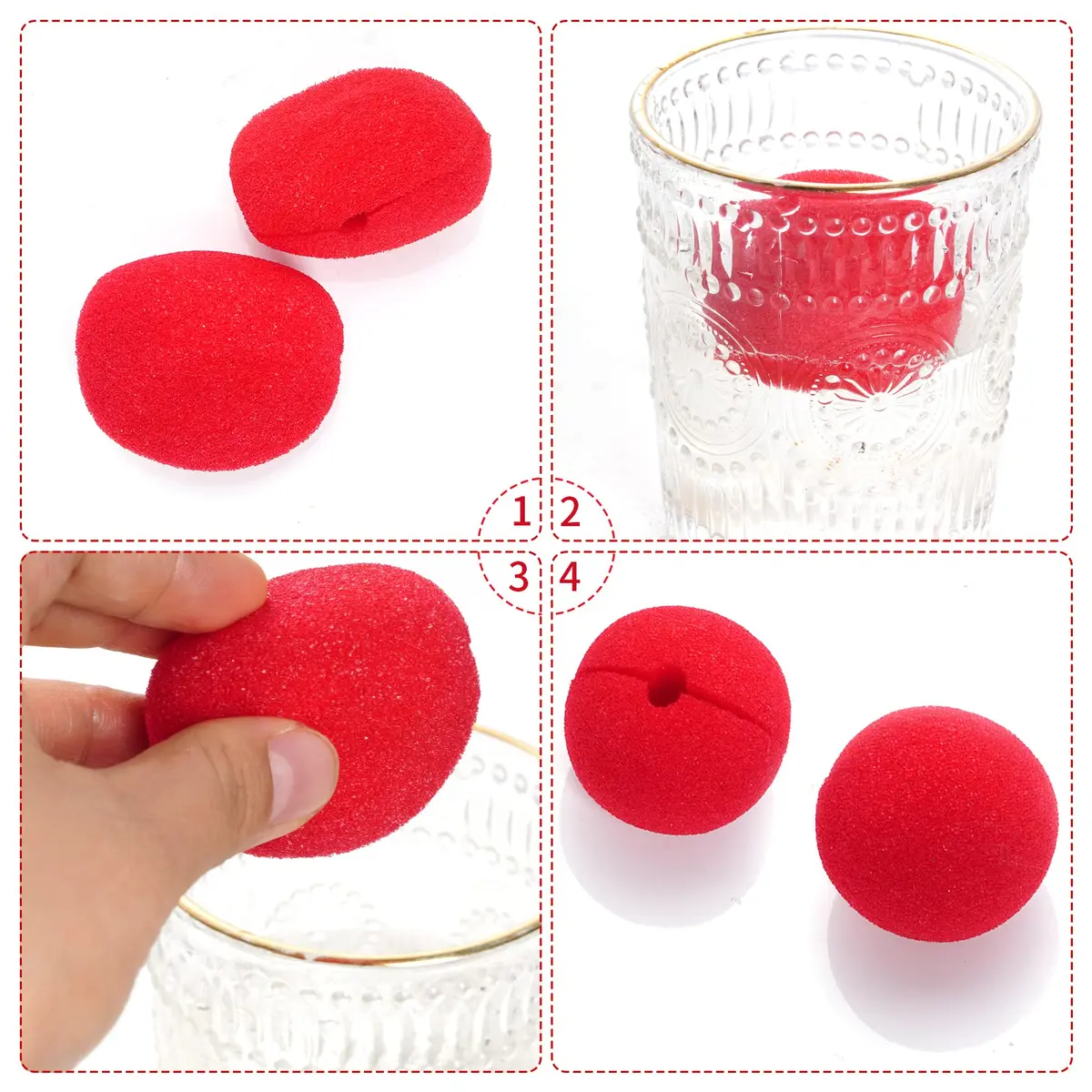 jiebor Red 25PCS Clown Nose Accessories | 5 cm (2 inches) - view 2
