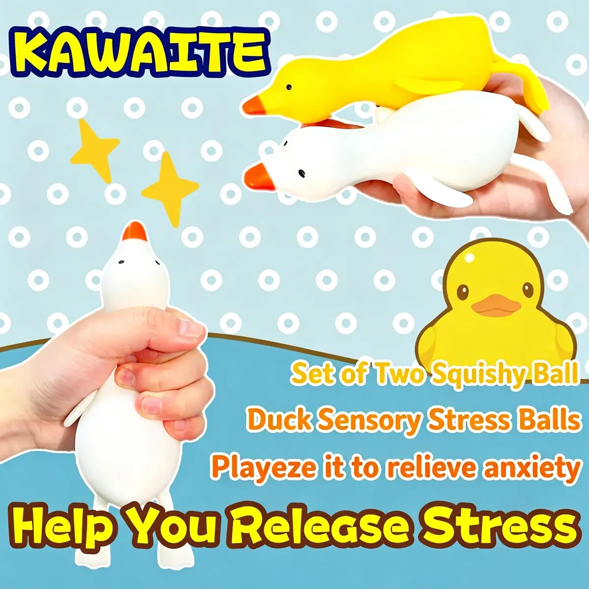 Kawaite Duck Dough Ball Miniature Animal Figurines 1 Pack | Stress Relief Squishy Toy for Adults - view 5