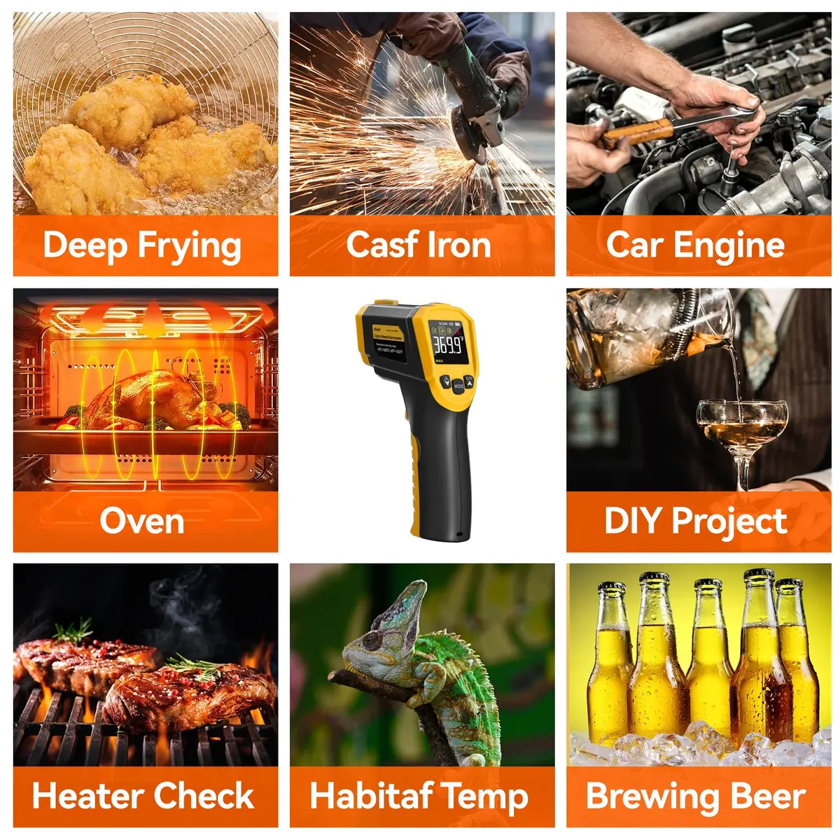 Wintall Infrared Thermometer Laser Temperature Gun -50°C ~ 1000°C ( -58°F ~ 1832°F) | Industrial & Cooking Surface Measurement - view 6