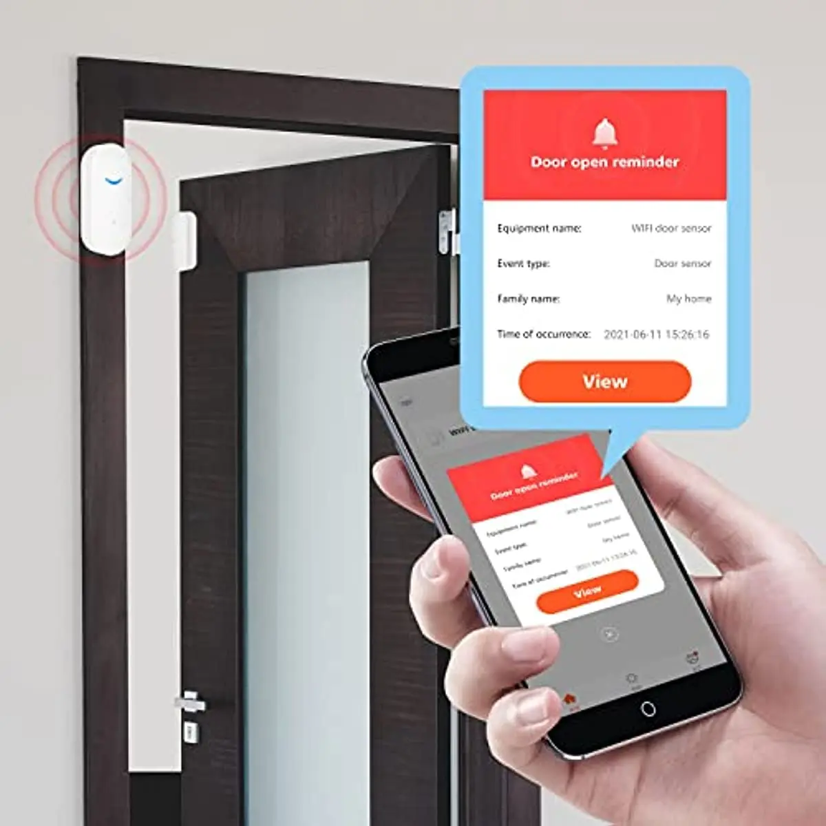 SENCKIT Smart Door/Window Sensor 4-Pack | WiFi Alarm, Wireless Alerts, Compatible with Alexa/Google Assistant - main product image