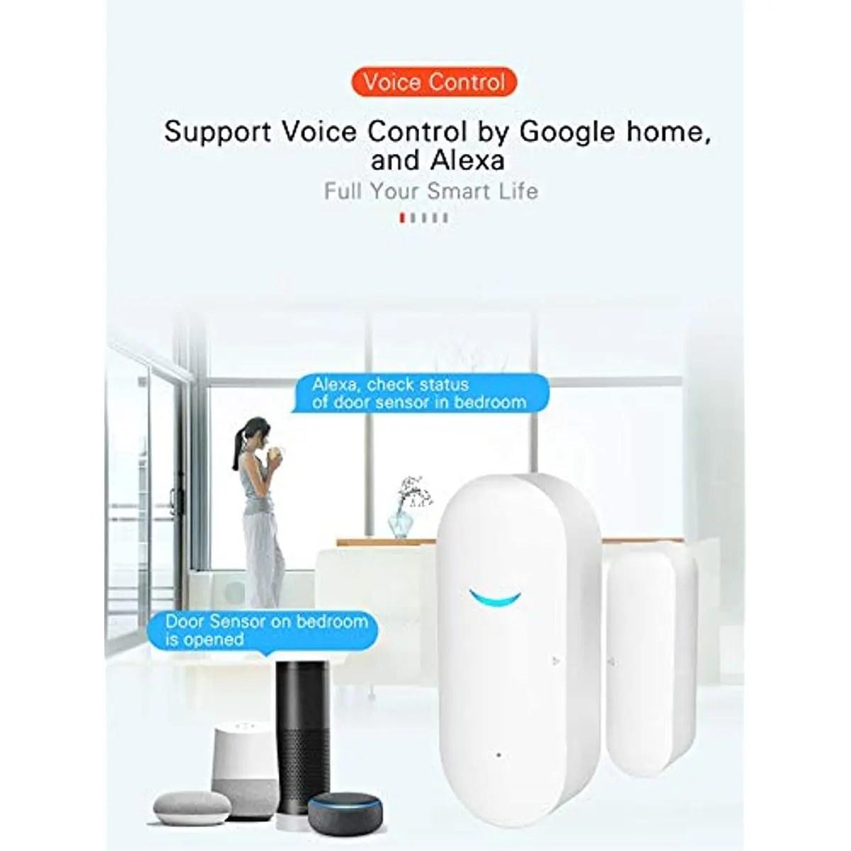 SENCKIT Smart Door/Window Sensor 4-Pack | WiFi Alarm, Wireless Alerts, Compatible with Alexa/Google Assistant - view 2
