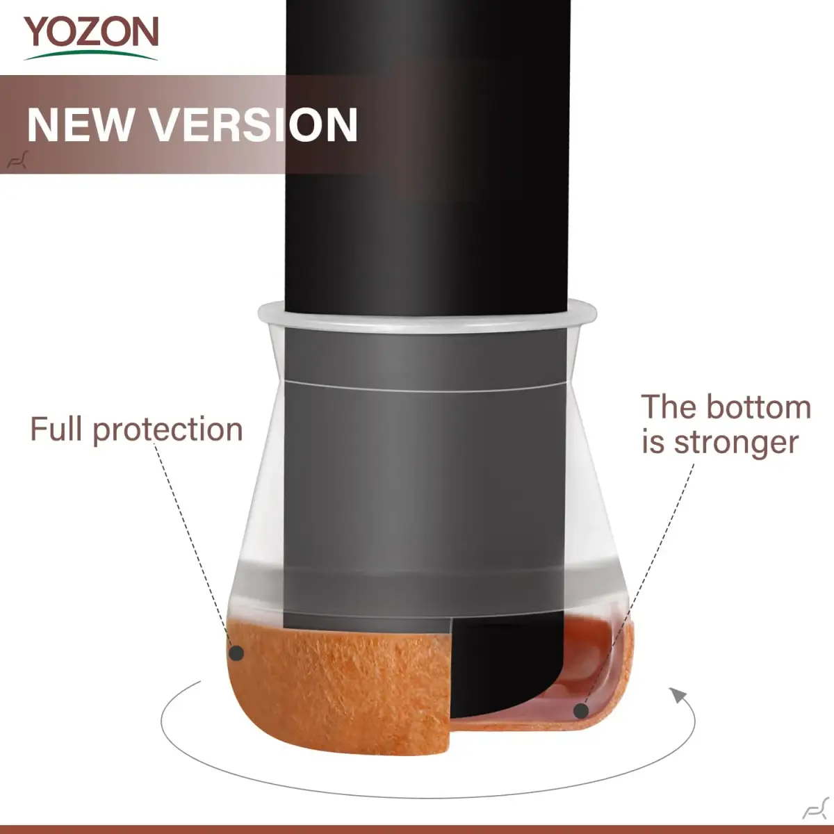 YOZON Chair Leg Floor Protectors 13-23mm (1/2"-15/16") | 16-Pack Clear Silicone Caps with Felt Base - view 2