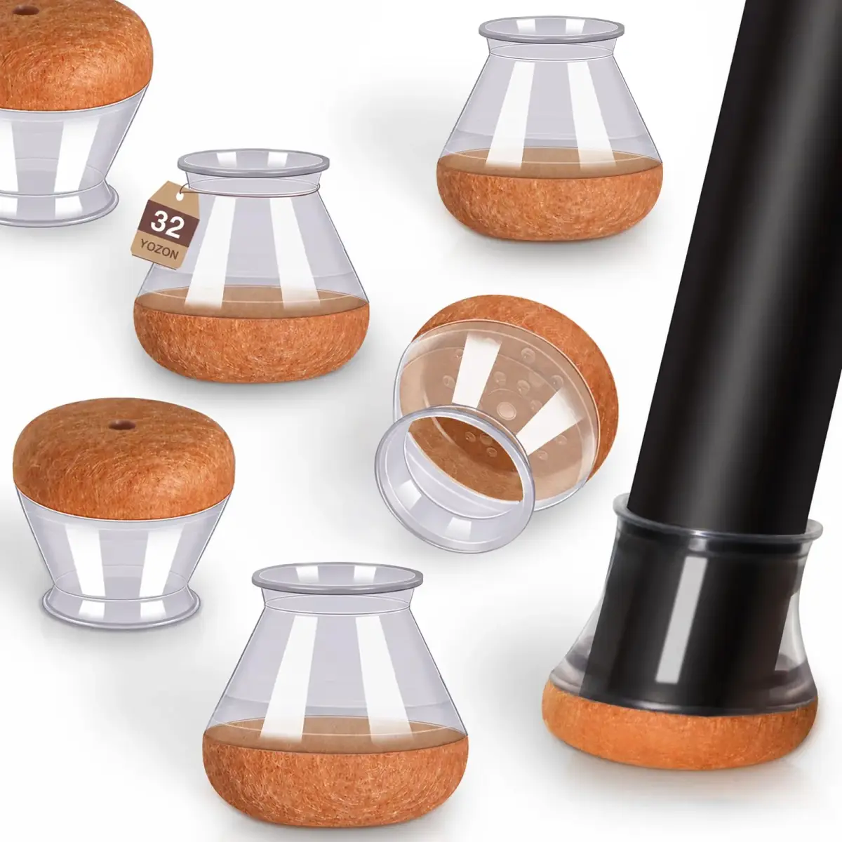 YOZON Chair Leg Floor Protectors Silicone Caps 32 Count | Protects Hardwood, Tile, Laminate Floors - main product image