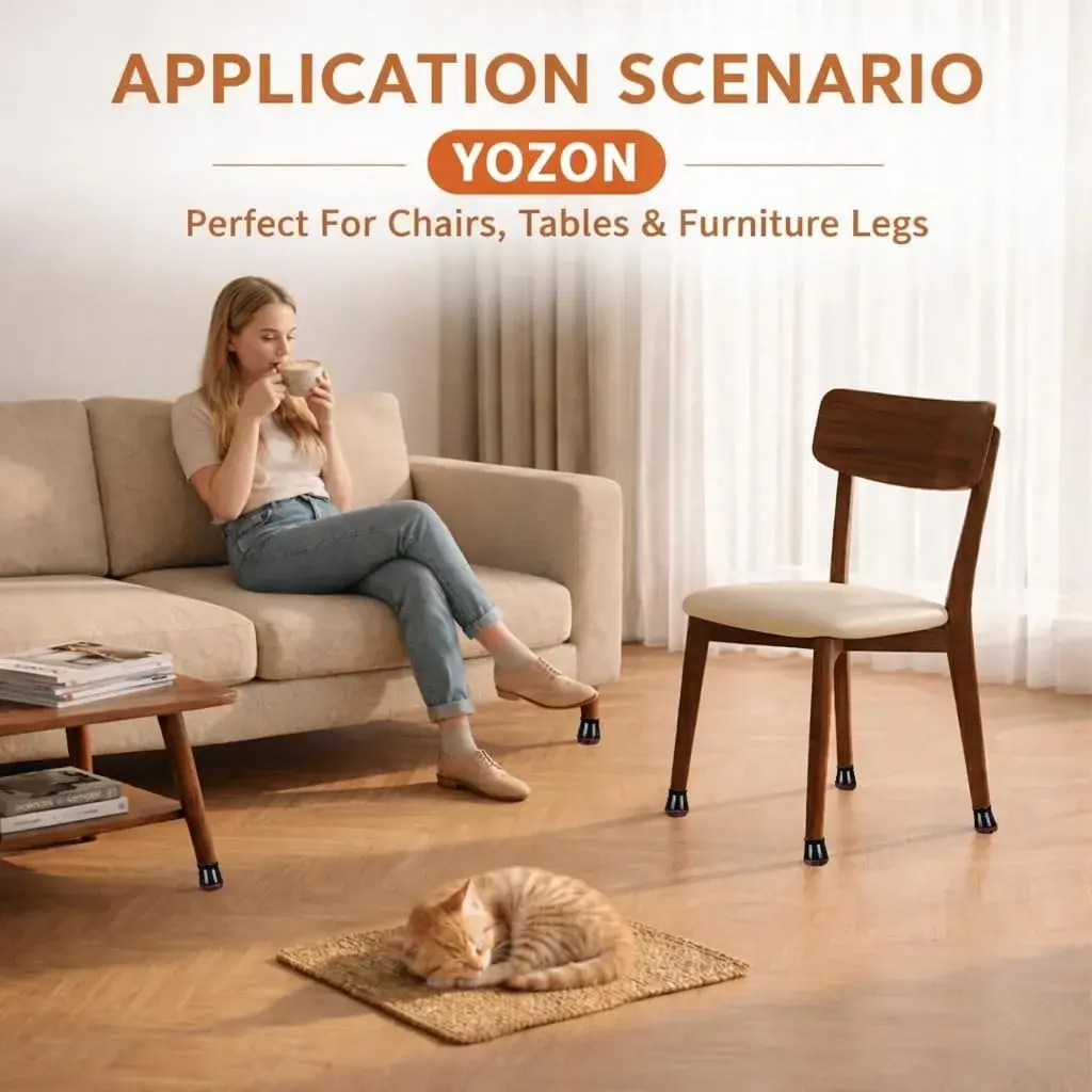 YOZON Chair Leg Floor Protectors Silicone Caps with Felt Base, 19-30mm Round Legs | Protects Floors & Reduces Noise - view 6
