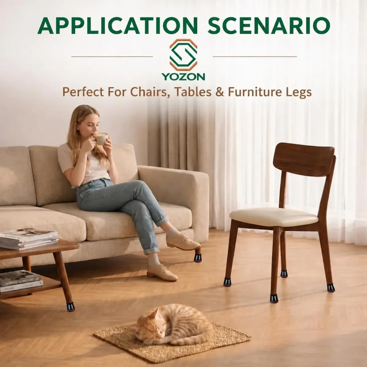 YOZON Chair Leg Floor Protectors Silicone Caps Felt Furniture Pads 32 Pack | Protects Hardwood, Tile, Laminate Floors - view 6