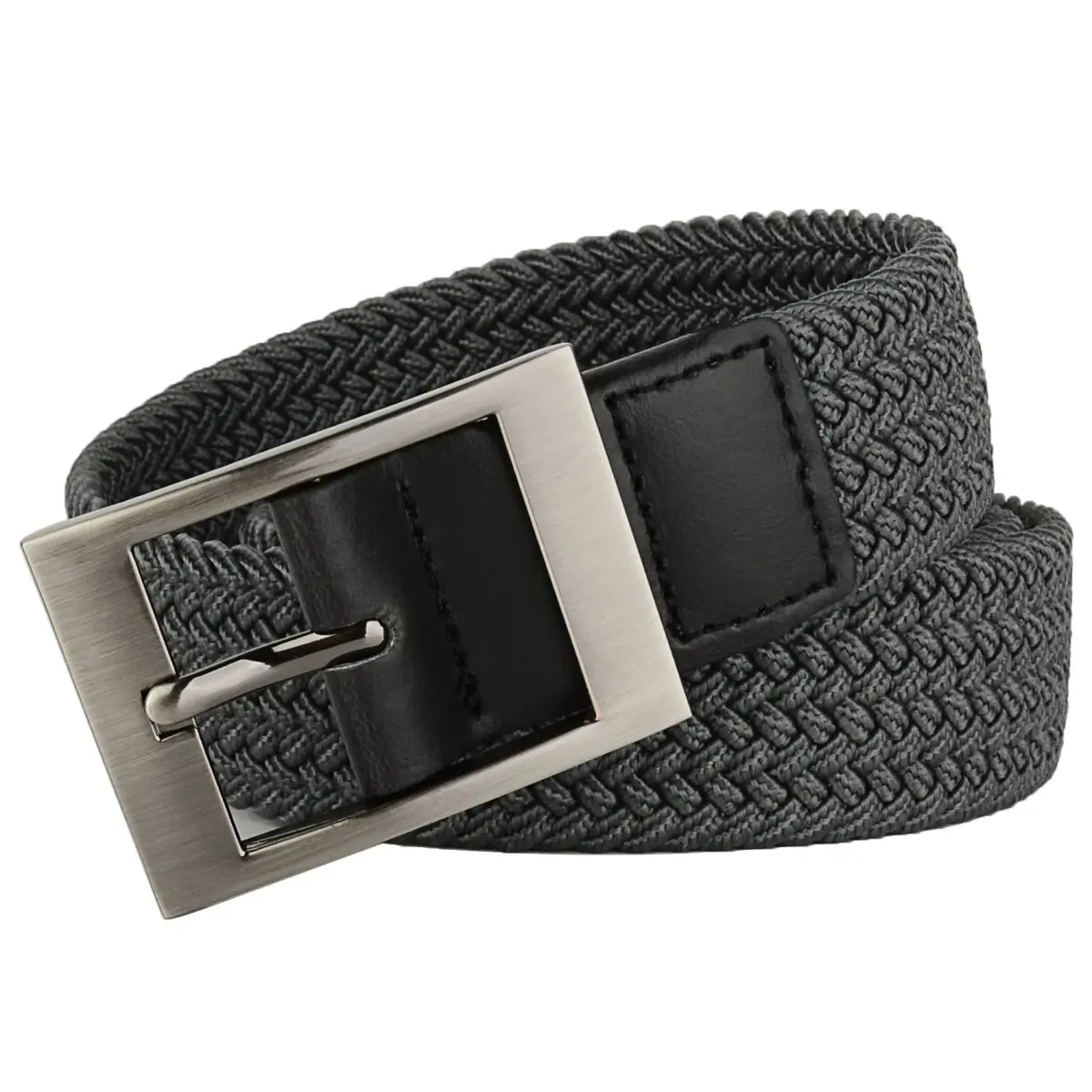 Drizzte Men's 51'' Grey Braided Elastic Stretch Belt | Adjustable for Waist 43-46 - view 3