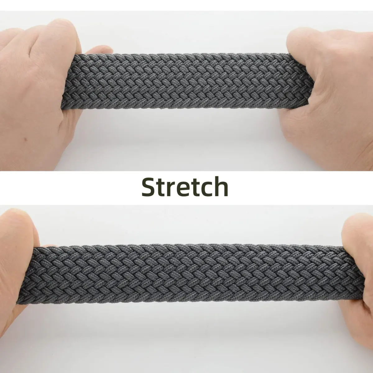 Drizzte Men's 51'' Grey Braided Elastic Stretch Belt | Adjustable for Waist 43-46 - view 4