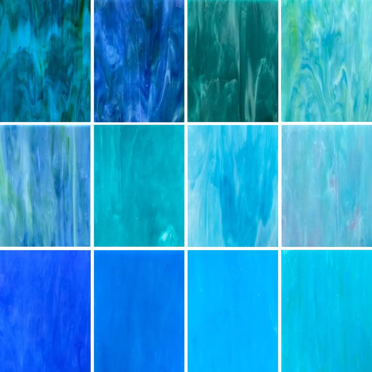 LITMIND Blue Stained Glass Sheets | 12 Sheets, 6" x 4" | Vibrant Mosaic Art Supplies - main product image