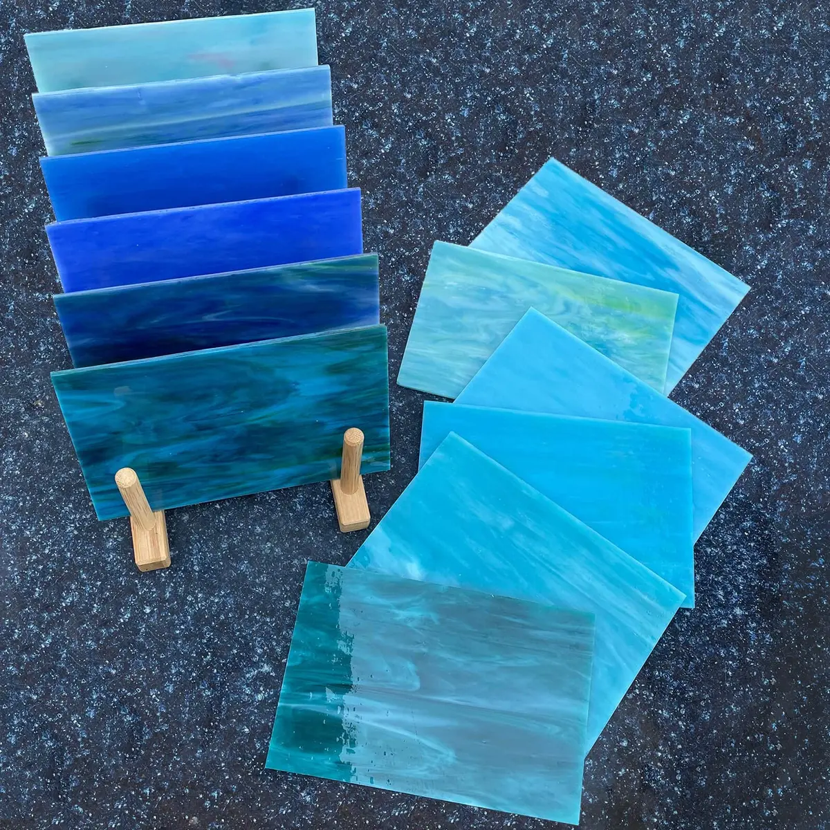 LITMIND Blue Stained Glass Sheets | 12 Sheets, 6" x 4" | Vibrant Mosaic Art Supplies - view 2