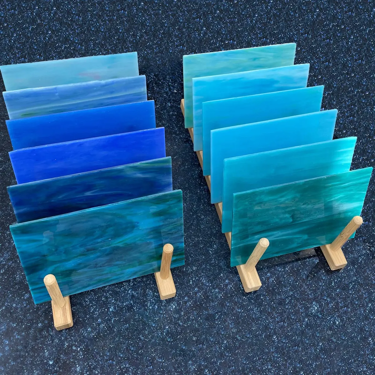LITMIND Blue Stained Glass Sheets | 12 Sheets, 6" x 4" | Vibrant Mosaic Art Supplies - view 3