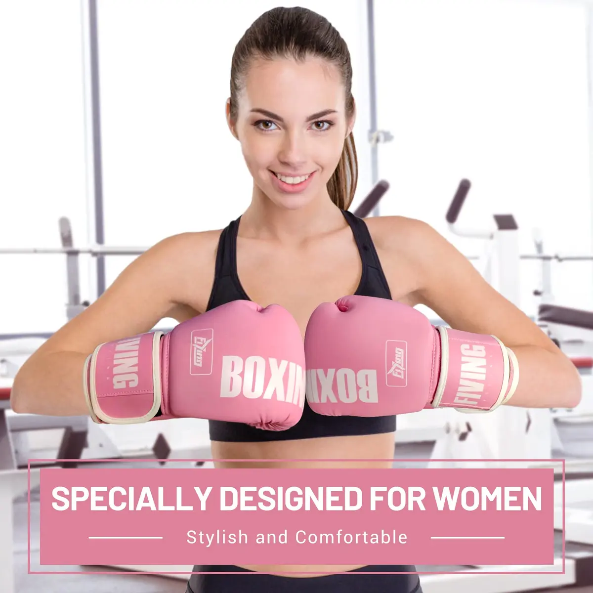 FIVING Pink Boxing Gloves for Women | 10oz MMA & Kickboxing Training (0.45kg) - view 6