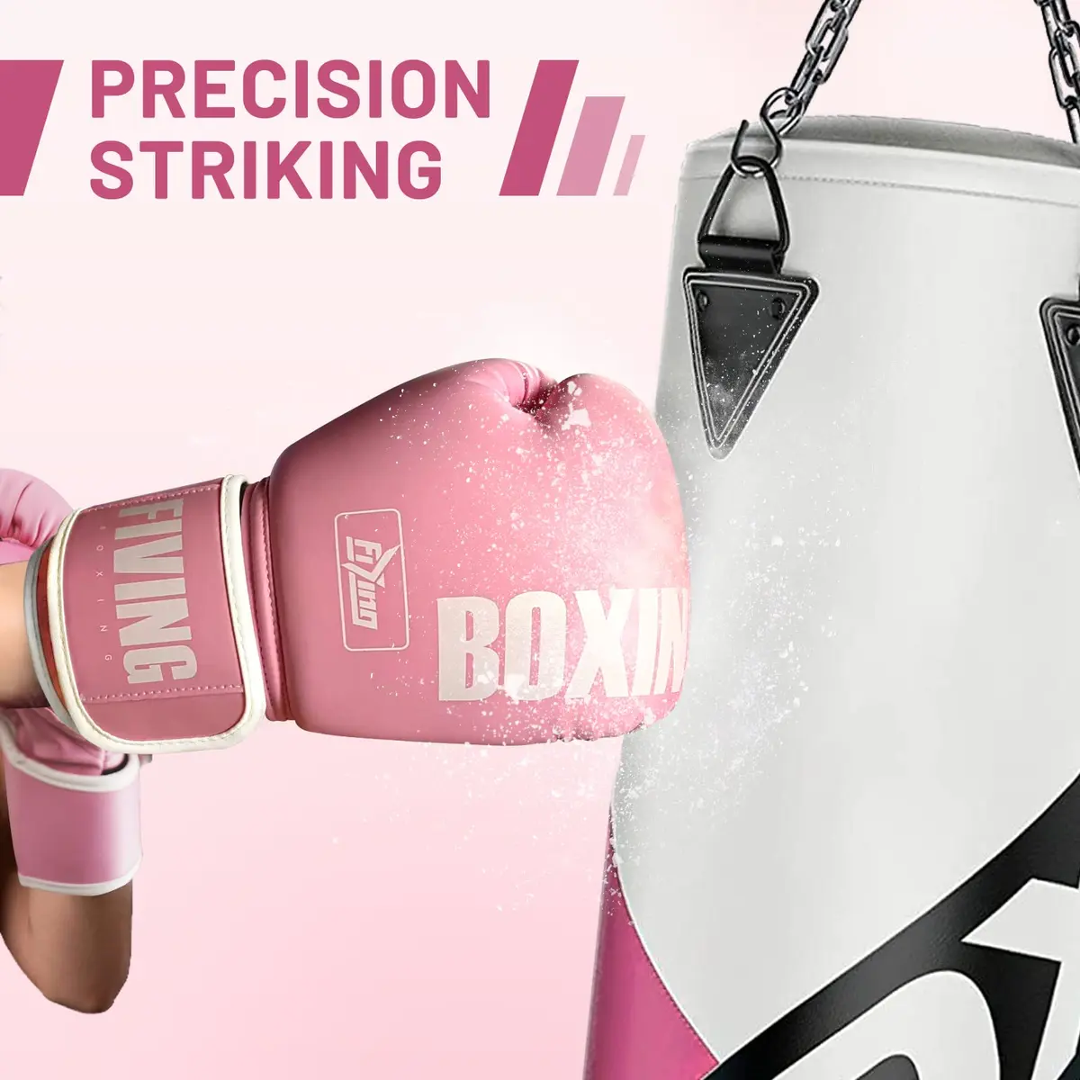 FIVING Pink Boxing Gloves for Women | 10oz MMA & Kickboxing Training (0.45kg) - view 7